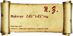 Mahrer Zétény névjegykártya